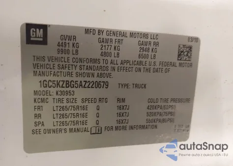 2010 Chevrolet Silverado 3500Hd Work Truck из США, поврежденный, VIN 1GC5KZBG5AZ220679